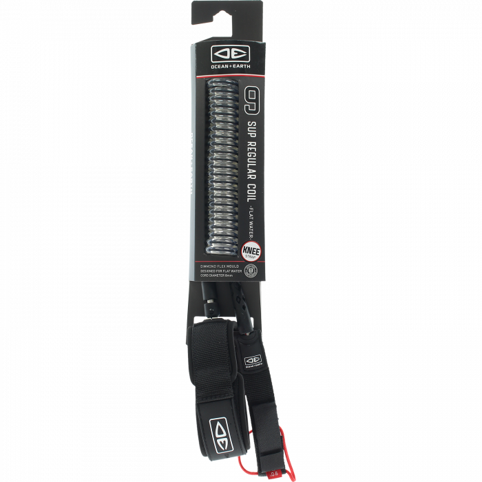 O&E Regular Sup Coil Ankle Moulded 9' Leash Black