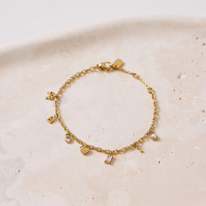 Pura Vida Love Charms Chain Bracelet - Gold  2