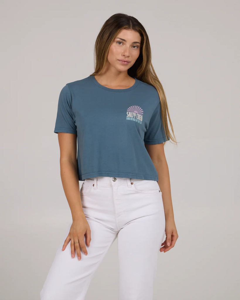 (取寄) ソルティ クルー レディース イン ザ レイズ クロップ ティー Salty Crew women In The Rays Crop Tee Fin Blue Salty Crew Women's In The Rays Crop Tee – Fast Shipping