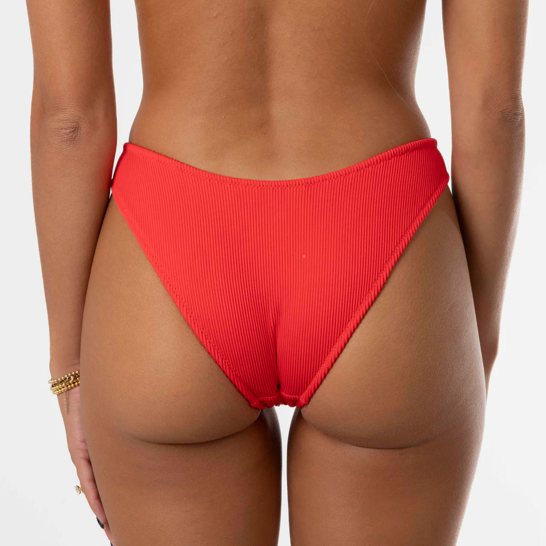 Honey Swim Cherry Ribbed Classic Bottoms - Cherry Red 