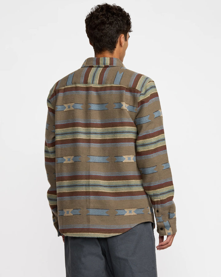 RVCA Men's Dayshift Blanket Flannel LS - Mushroom 3