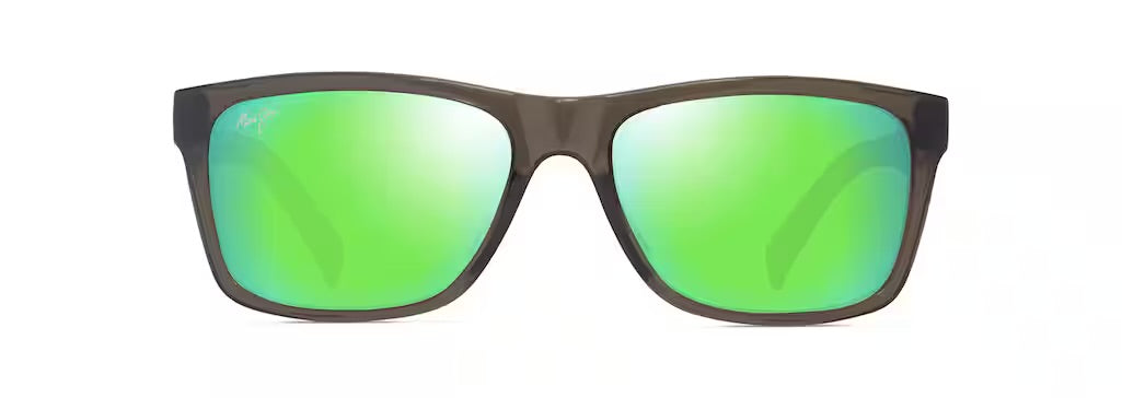 Maui Jim Kowelo Polarized Sunglasses - Shiny Transparent Dark Grey w Green/Maui Green 1