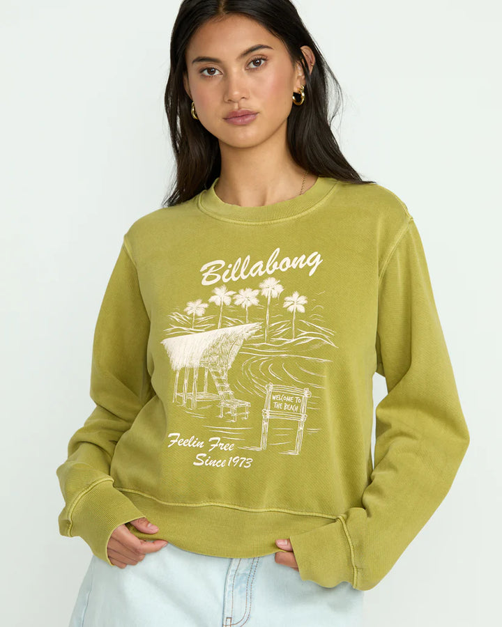 Billabong Women's From Paradise Crew Fleece - Sea Moss 