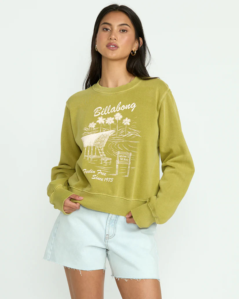 Billabong Women's From Paradise Crew Fleece - Sea Moss 4