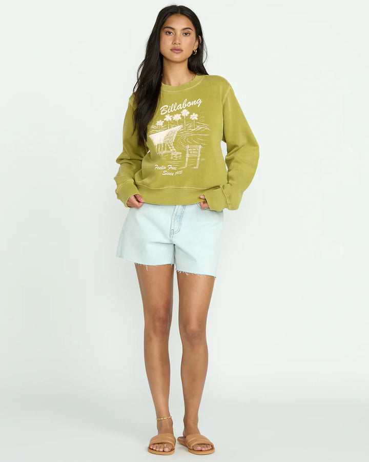 Billabong Women's From Paradise Crew Fleece - Sea Moss 3