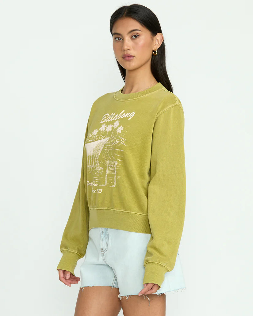 Billabong Women's From Paradise Crew Fleece - Sea Moss 2