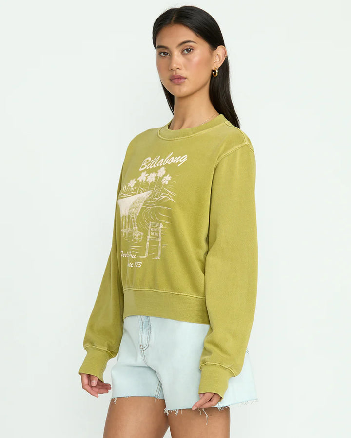 Billabong Women's From Paradise Crew Fleece - Sea Moss 2