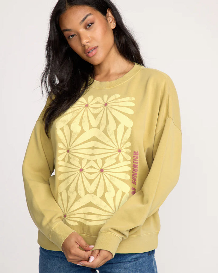 Billabong Women's Echo Crew Sweatshirt - Light Olive 4