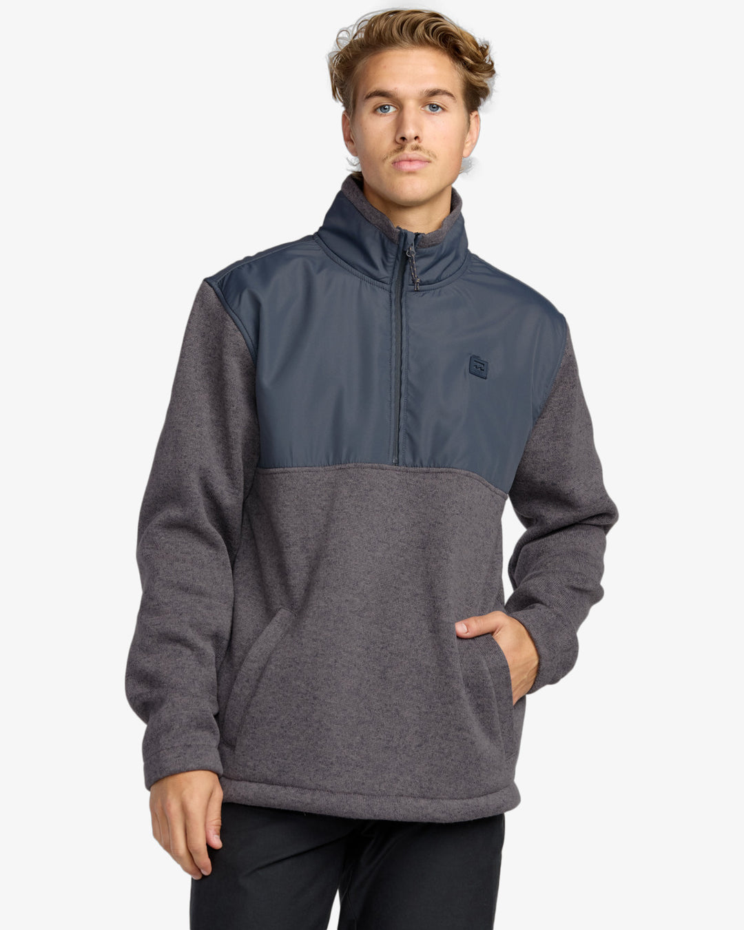 Billabong Men's Boundary Blocked Mock Fleece - Dusty Purple 