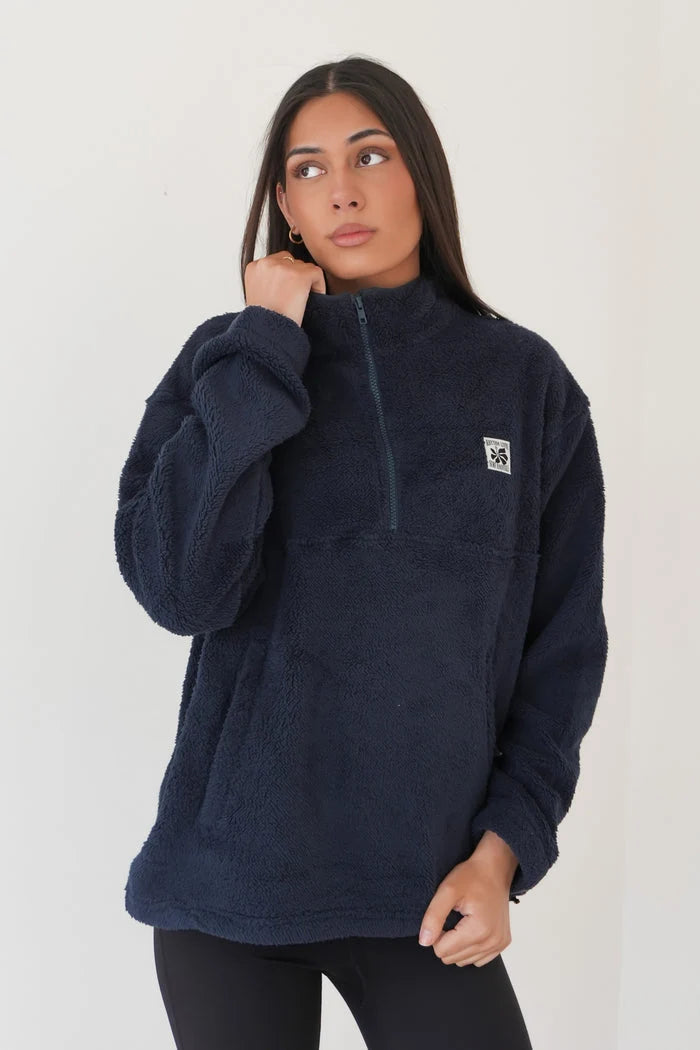 Rhythm Women's Bayside 1/4 Zip Fleece - Dark Blue