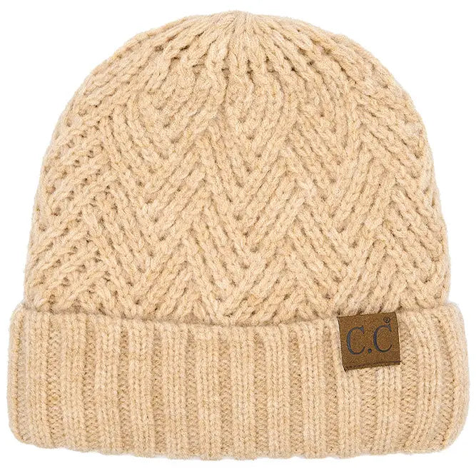 C.C Criss-Cross Pattern Cuff Beanie Hat