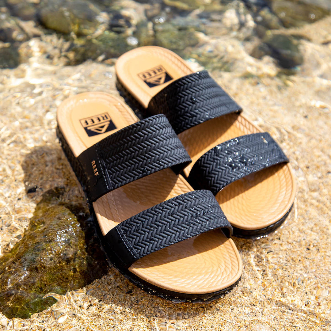 Reef Women’s Water Vista Slide Sandals - Black/Tan 1
