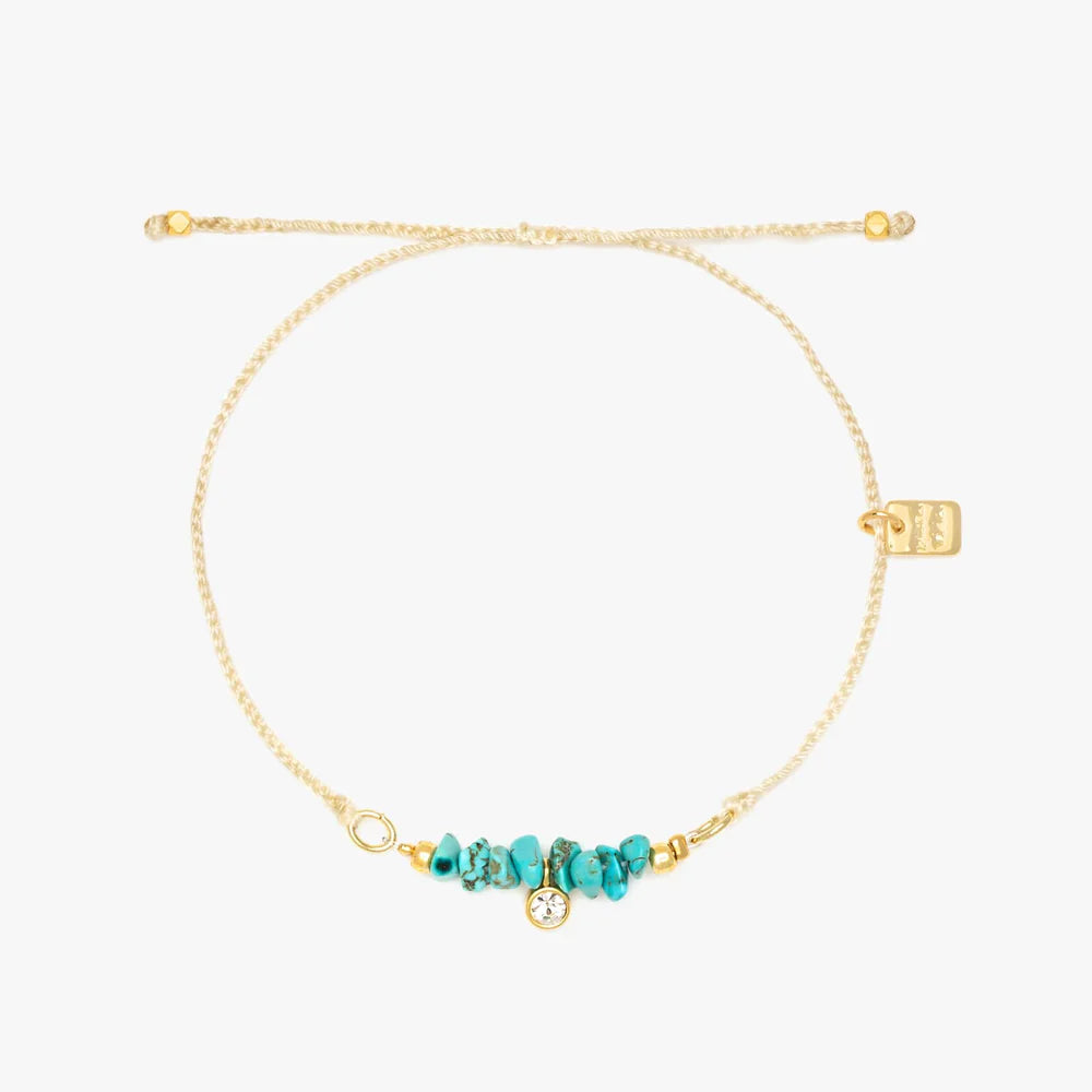Dainty Turquoise Bead Charm Bracelet