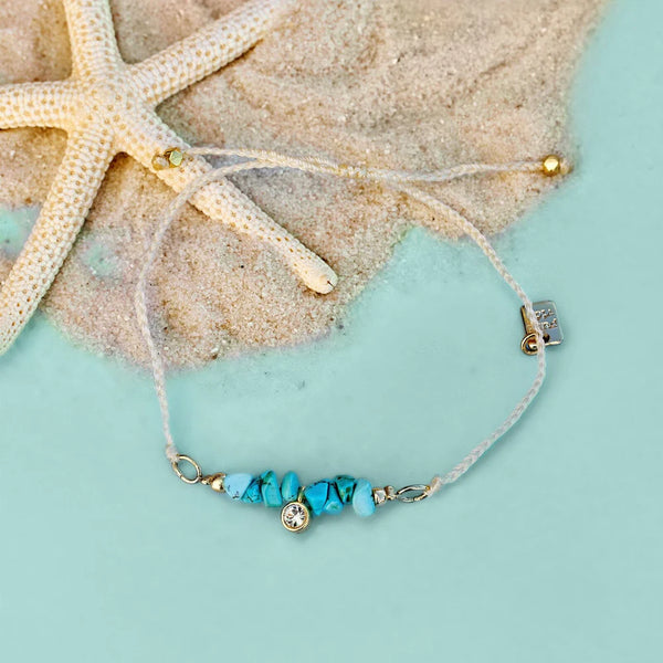 Dainty Turquoise Bead Charm Bracelet