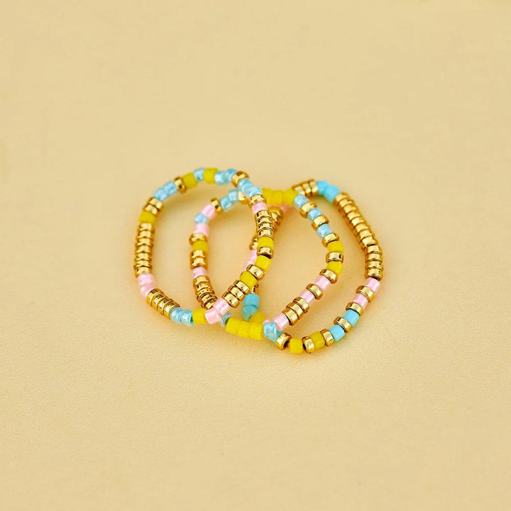 Pura Vida Mixed Seed Bead Stretch Ring 2