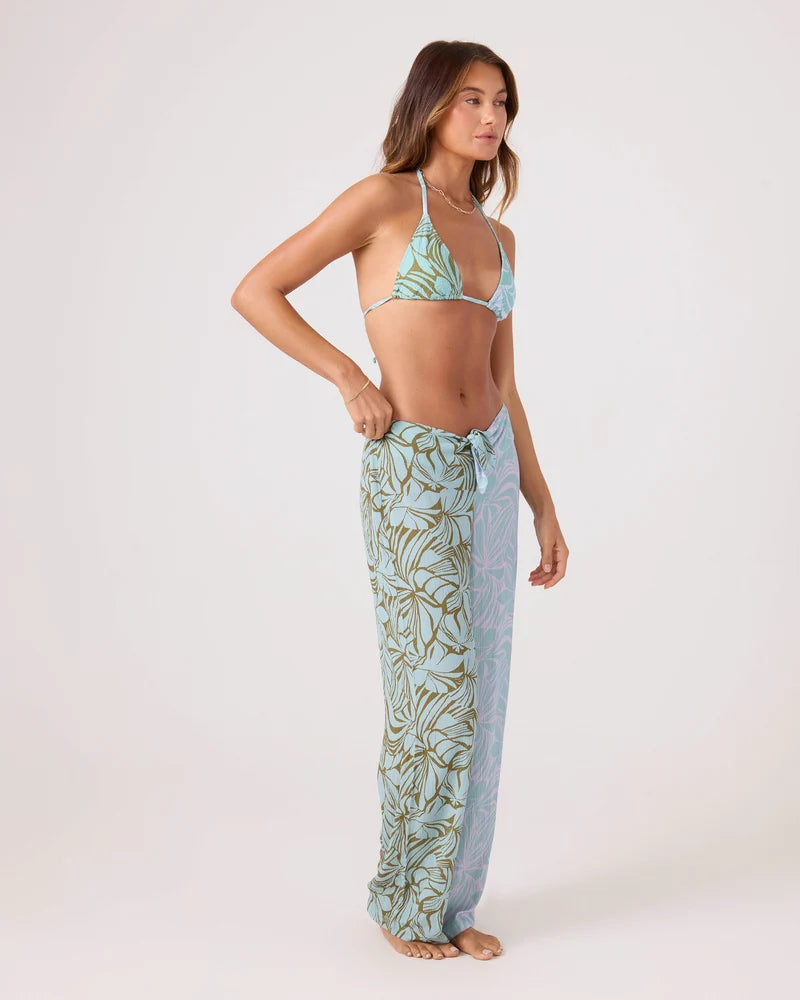 Roxy Sea Bloom Tie Front Pant - Aqua Mult 3