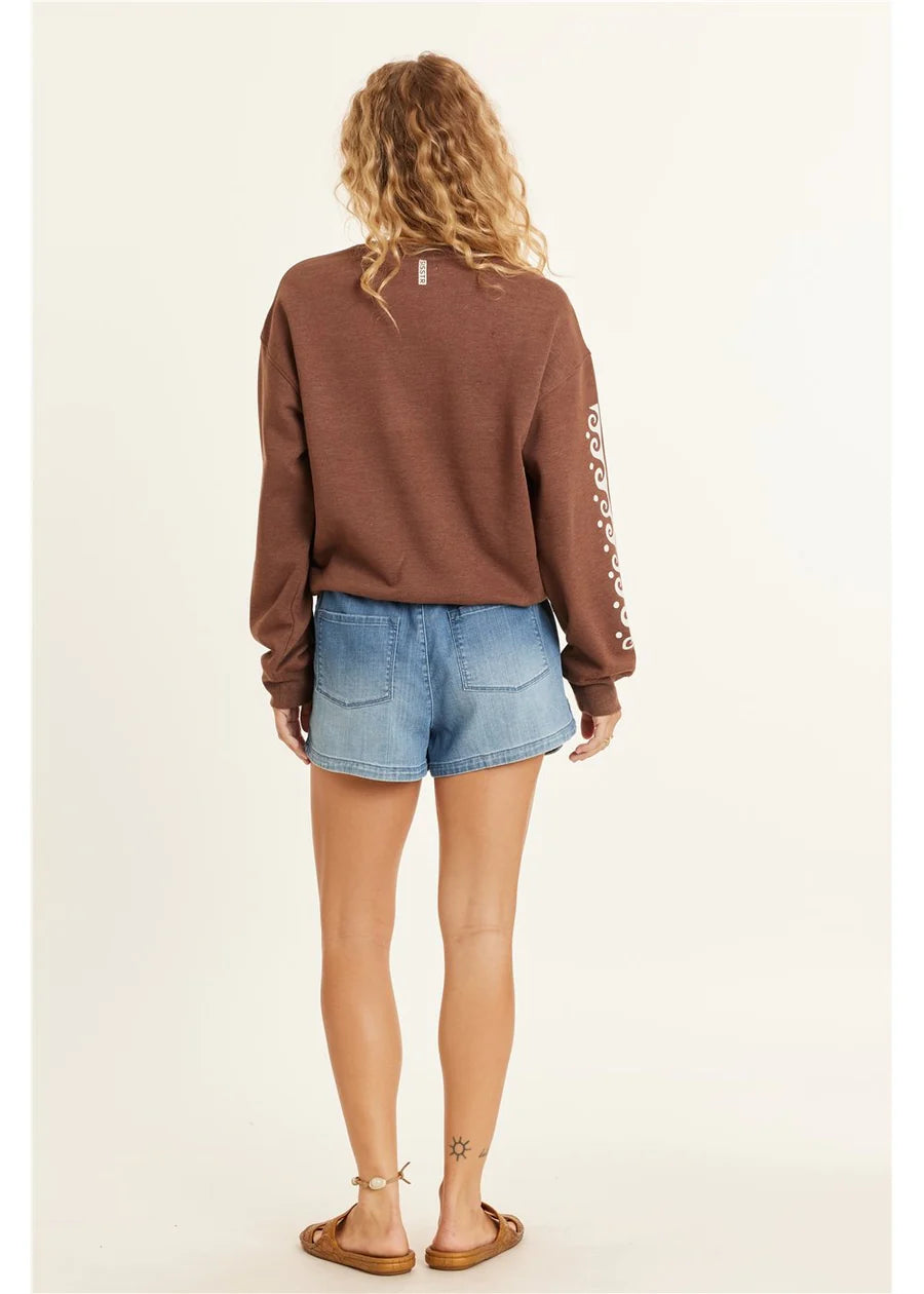 Sister Women’s Lucia LS Fleece Crew - Espresso Brown 4