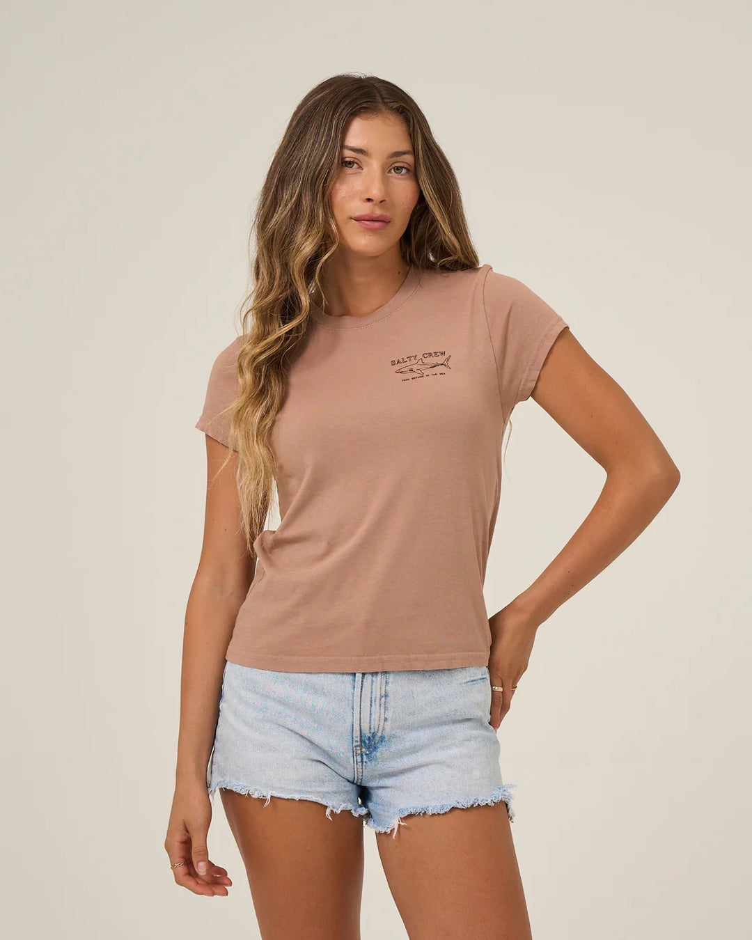 Salty Crew Women's Shark Anatomy Modern Tee - Mocha