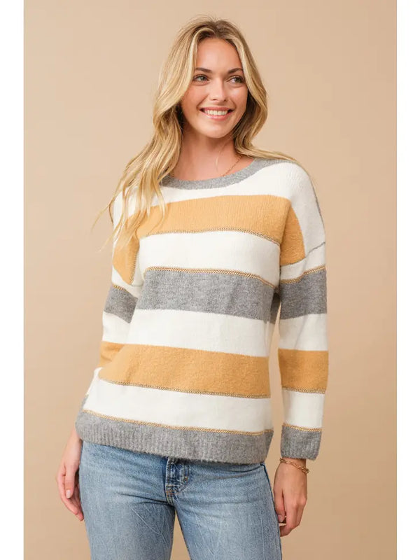 Soft Knit Color Block Sweater