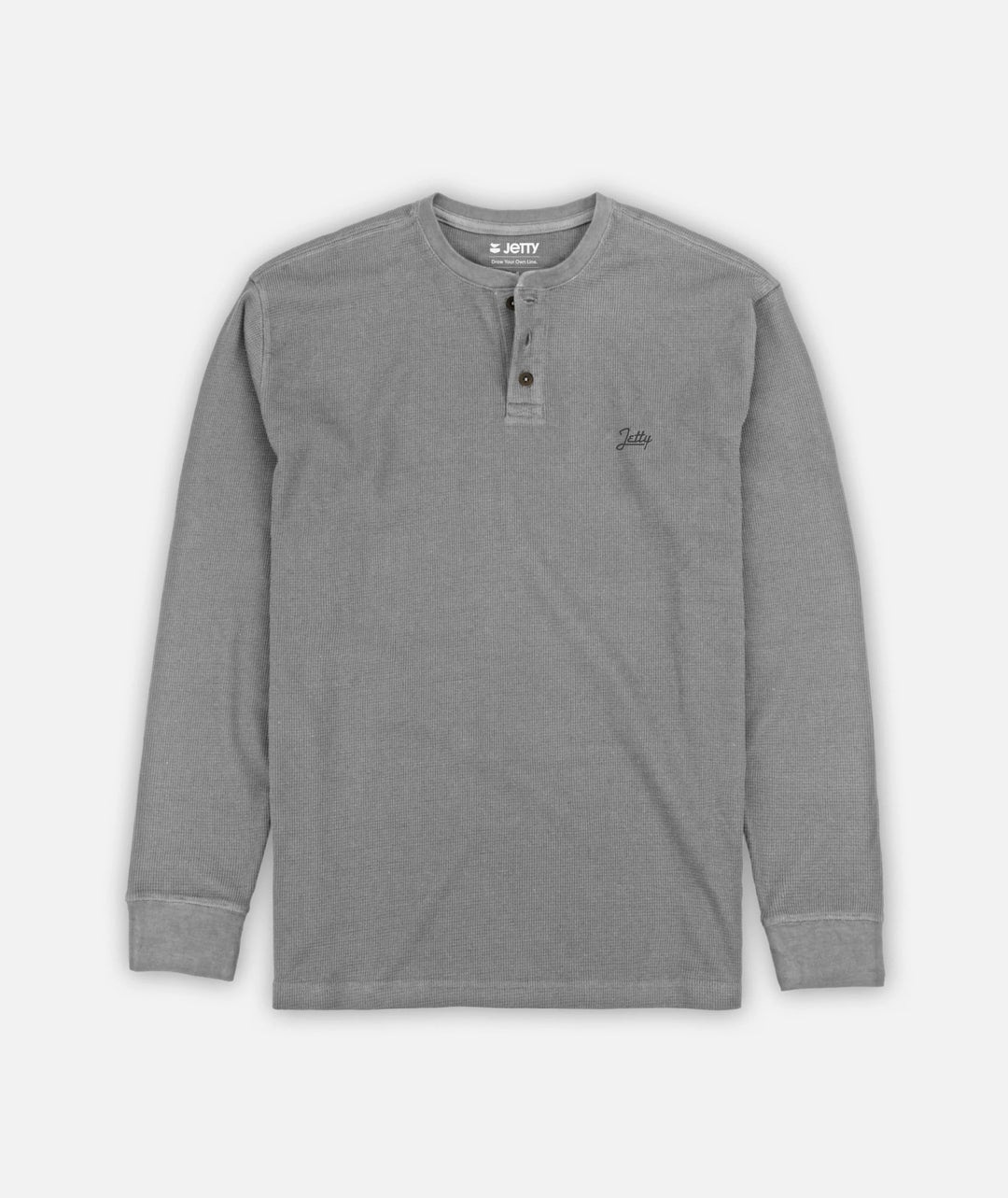 Jetty Men’s Seabed Waffle Henley Long Sleeve - Grey