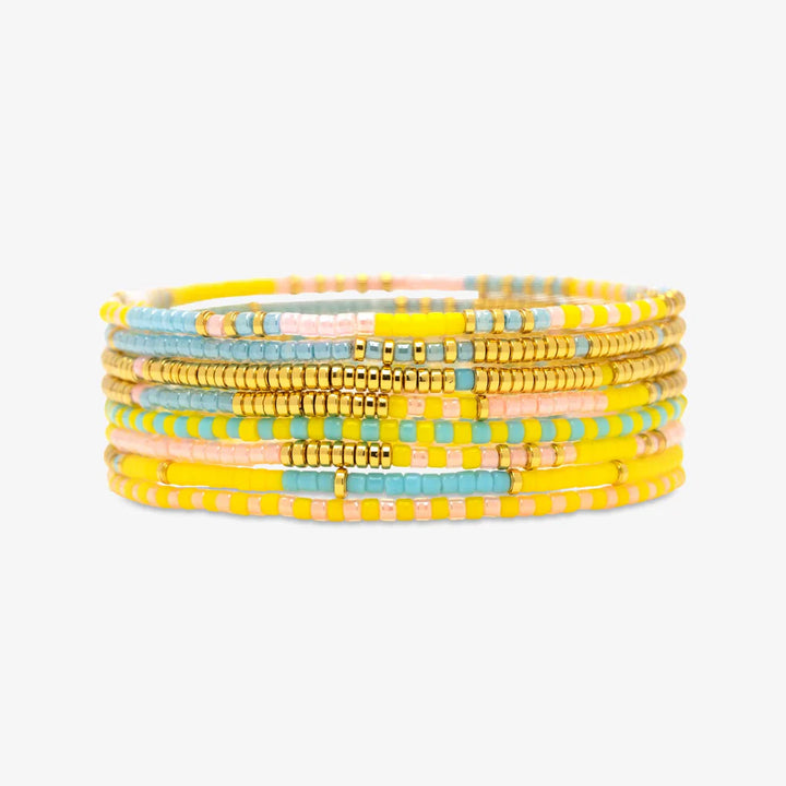 Mixed Bead Sunset Beach Stretch Bracelet Set of 8 | SoHa Surf Shop