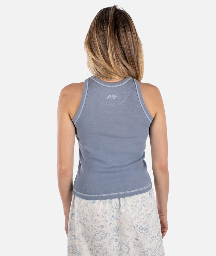Jetty Women’s Iris Micro Rib Tank - Blue 1