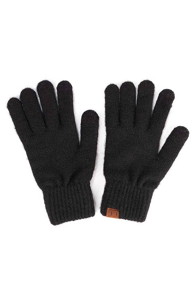 C.C Heather Knit Plain Gloves Black