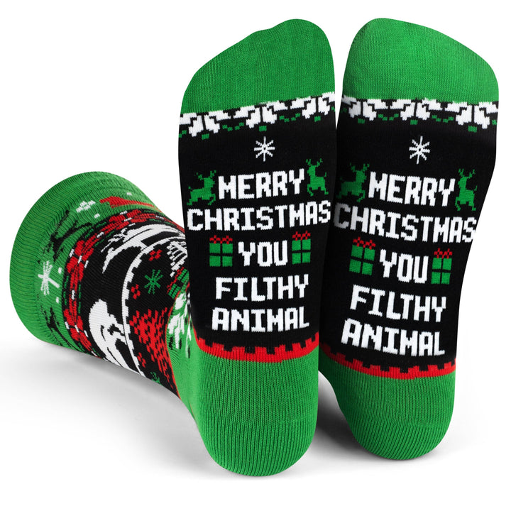 Lavley - Merry Christmas You Filthy Animal Socks
