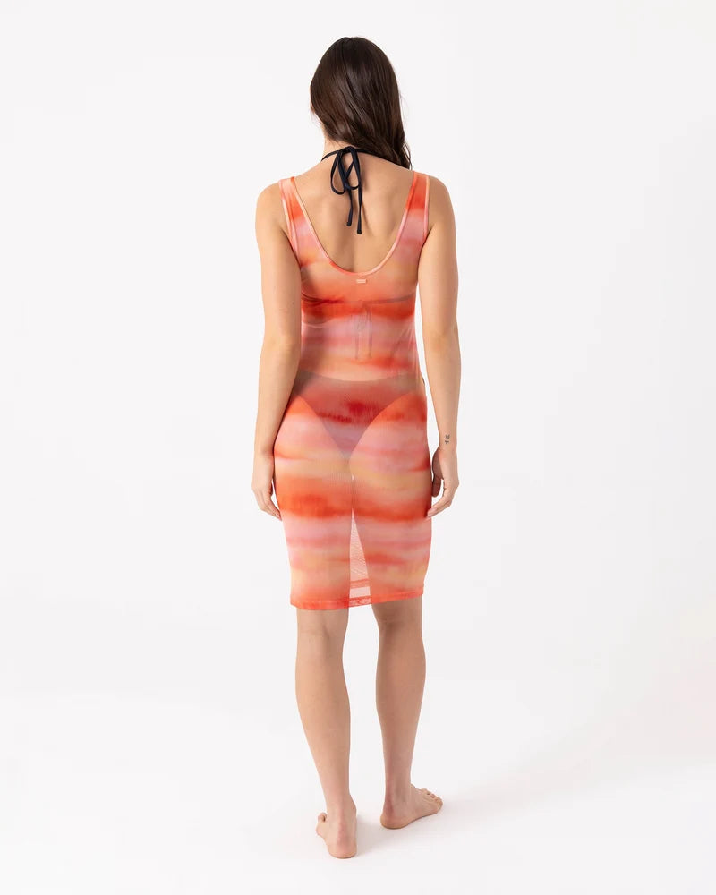 Roxy Palm Before the Storm Mesh Cover Up Dress - Black Coral 3