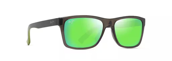 Maui Jim Kowelo Polarized Sunglasses - Shiny Transparent Dark Grey w Green/Maui Green 