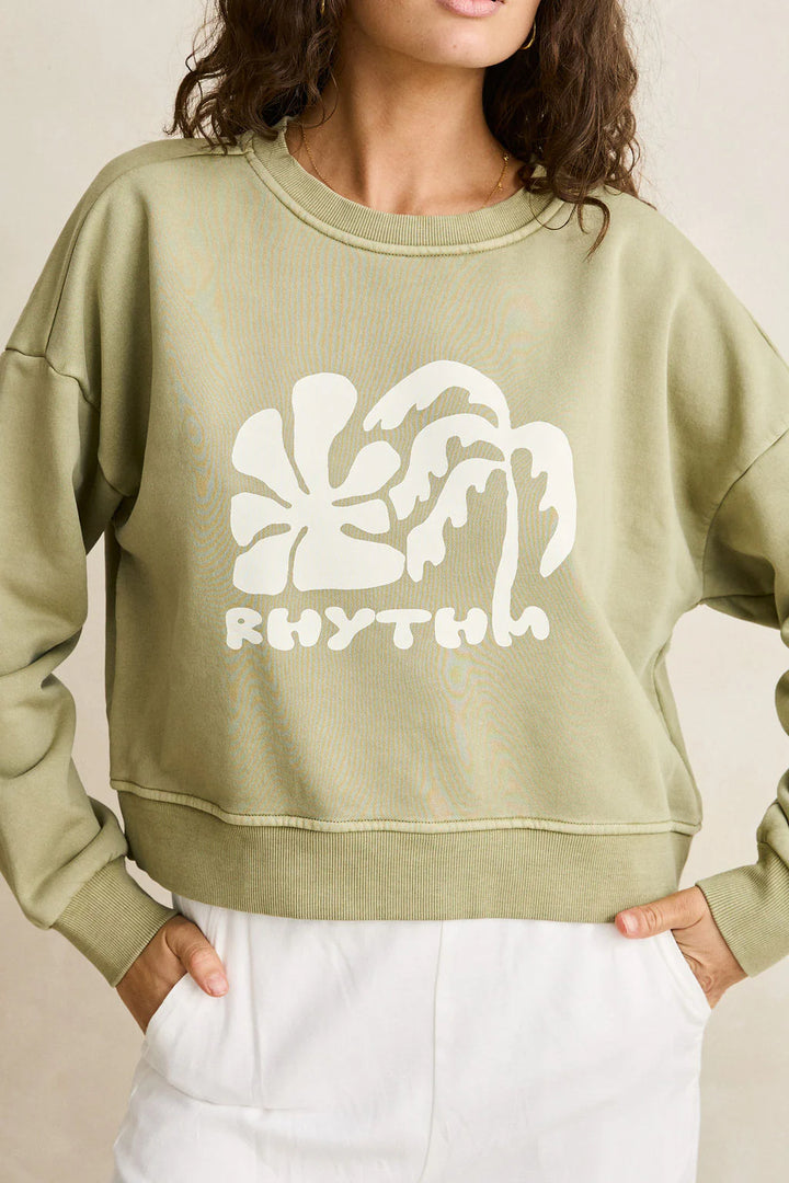 Rhythm Women’s Sun &amp; Palm Slouchy Crewneck - Sage 2