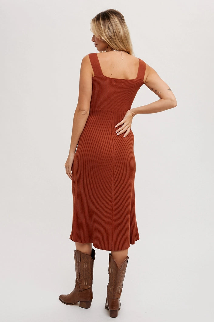 Square Neck Sweater Midi Dress