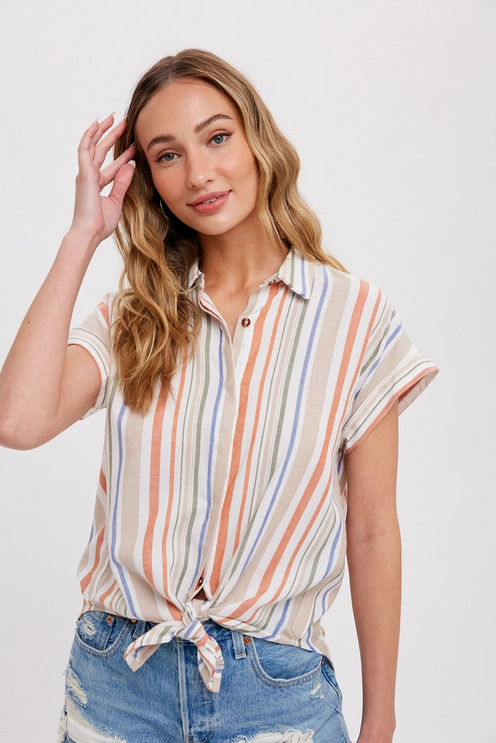 Multi Stripe Button Up Shirt