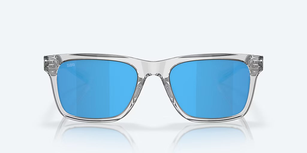 Costa Tybee 580G Sunglasses - Shiny Light Gray Crystal/Blue Mirror 580G 1