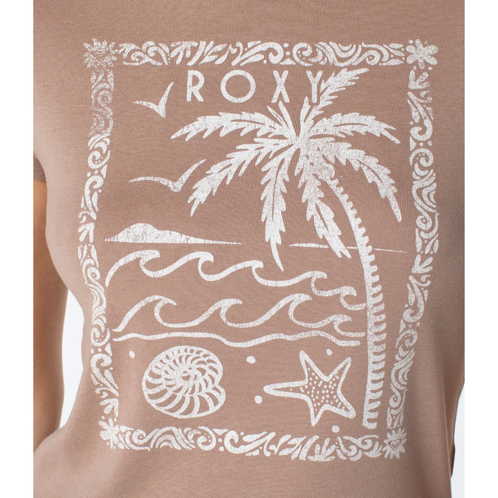 Roxy Women’s Palm Poster 90s Baby Tee - Ginger Snap Palm Poster 1