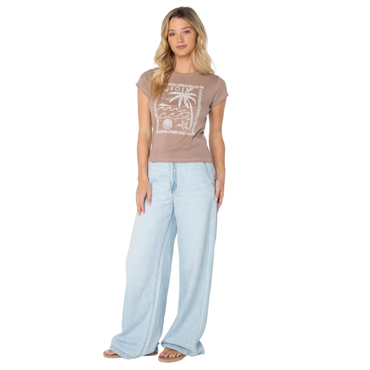Roxy Women’s Palm Poster 90s Baby Tee - Ginger Snap Palm Poster 3