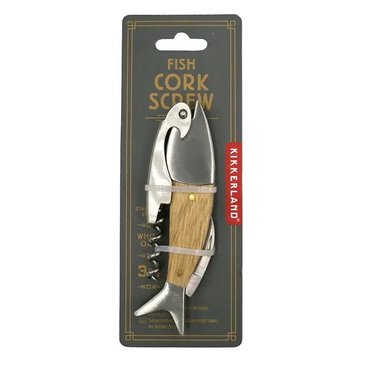 Kikkerland Design Inc - Lightwood Fish Corkscrew
