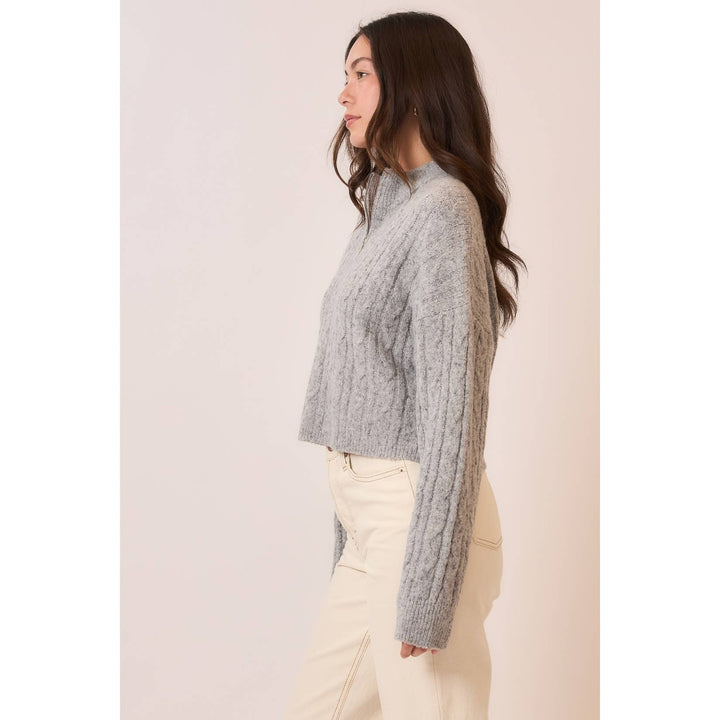 Brushed Cable Knit Zip Up Sweater2