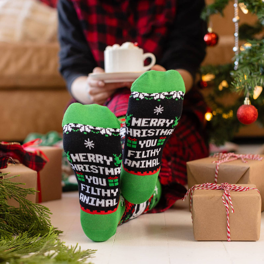 Lavley - Merry Christmas You Filthy Animal Socks