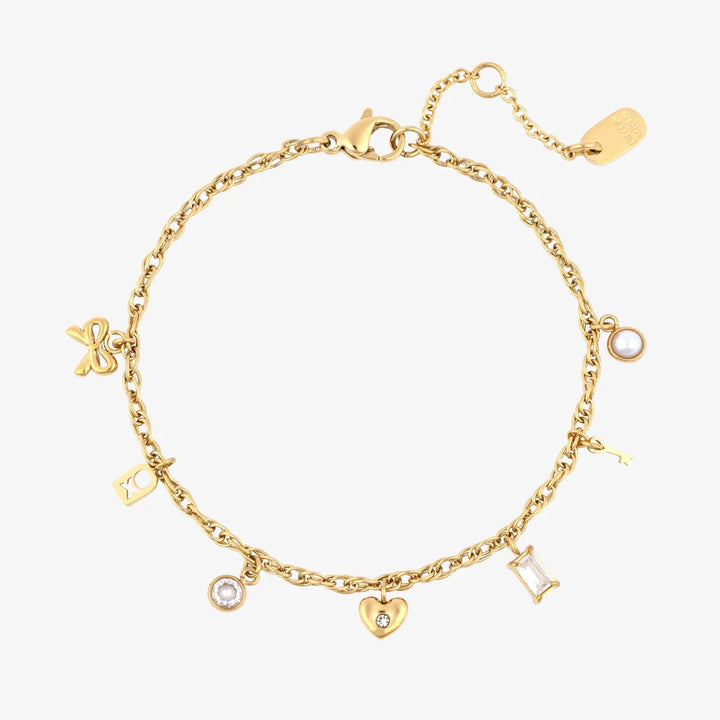 Pura Vida Love Charms Chain Bracelet - Gold 
