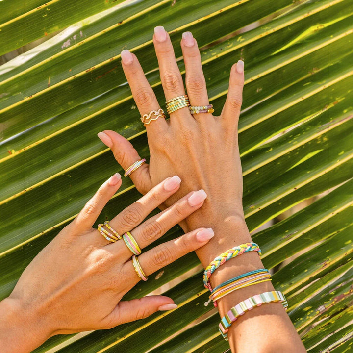Pura Vida Mixed Seed Bead Stretch Ring 5