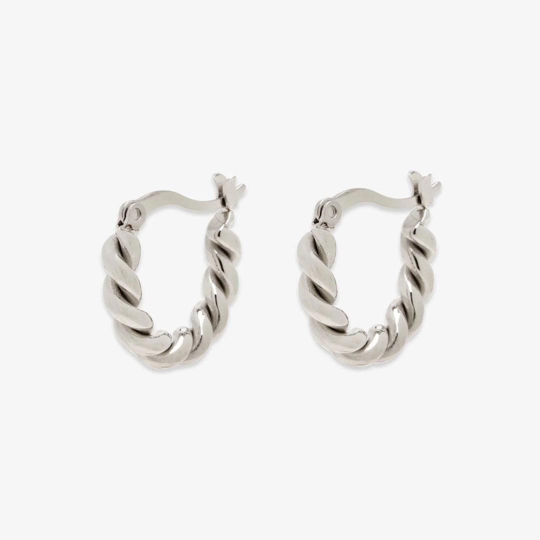 Pura Vida Twisted Hoop Earrings - Silver