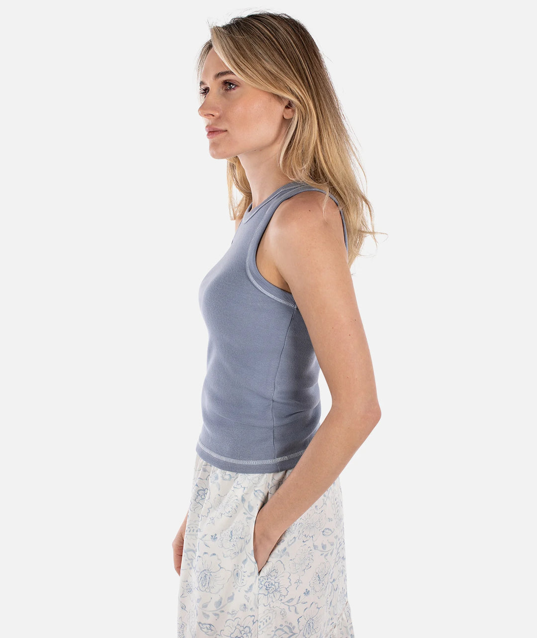 Jetty Women’s Iris Micro Rib Tank - Blue 2