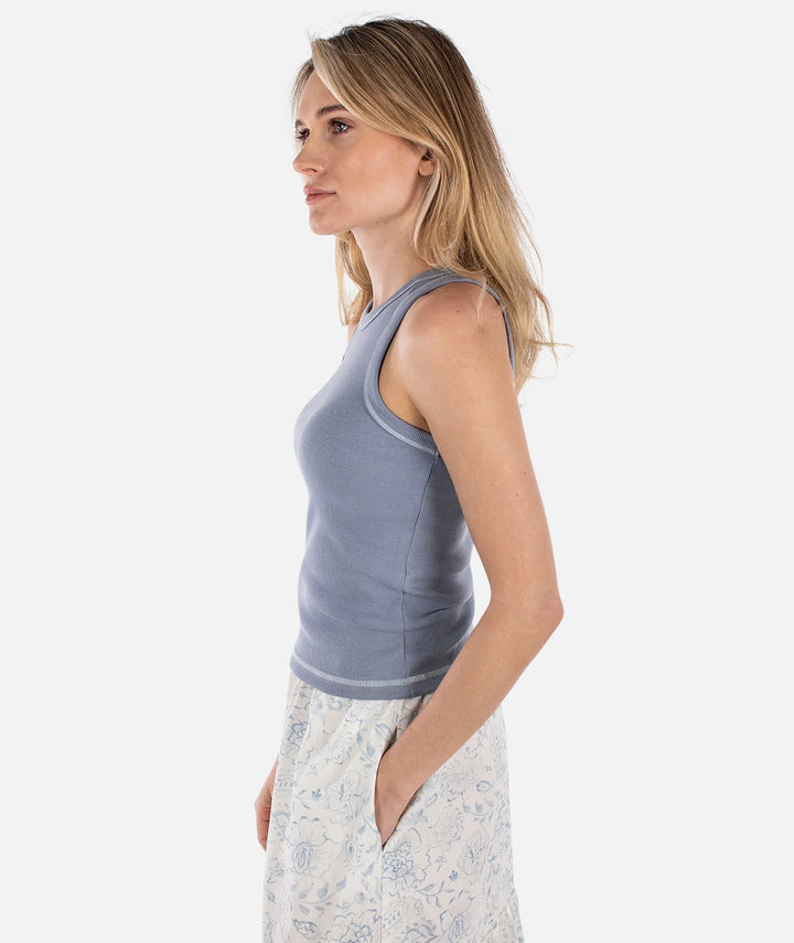 Jetty Women’s Iris Micro Rib Tank - Blue 2