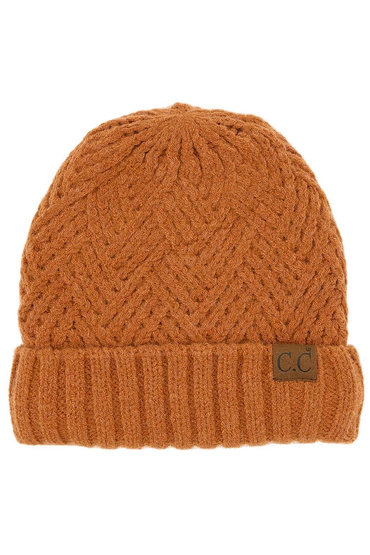 C.C Criss-Cross Pattern Cuff Beanie Hat