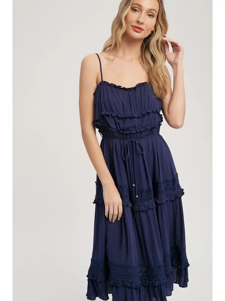 Lace Trim Midi Dress