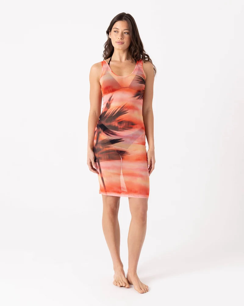 Roxy Palm Before the Storm Mesh Cover Up Dress - Black Coral 