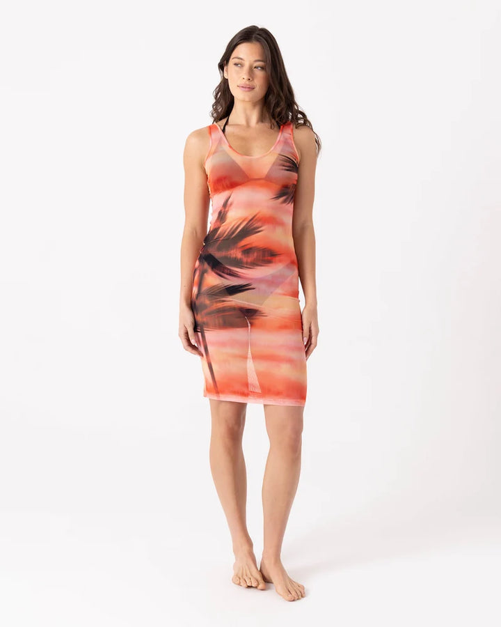 Roxy Palm Before the Storm Mesh Cover Up Dress - Black Coral 