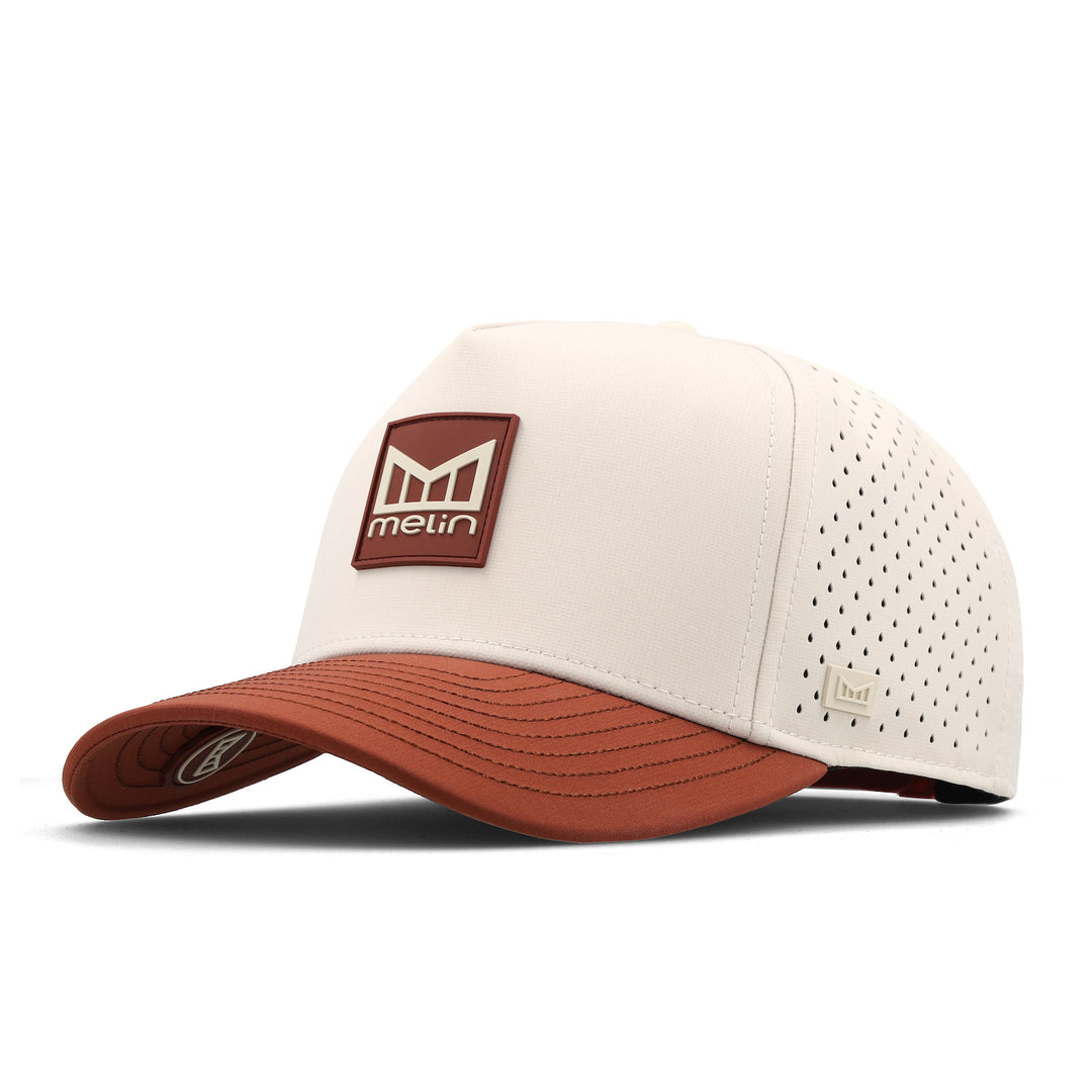 Melin Hydro Odysea Stacked Performance Hat - Moonbeam/Red Ocre 