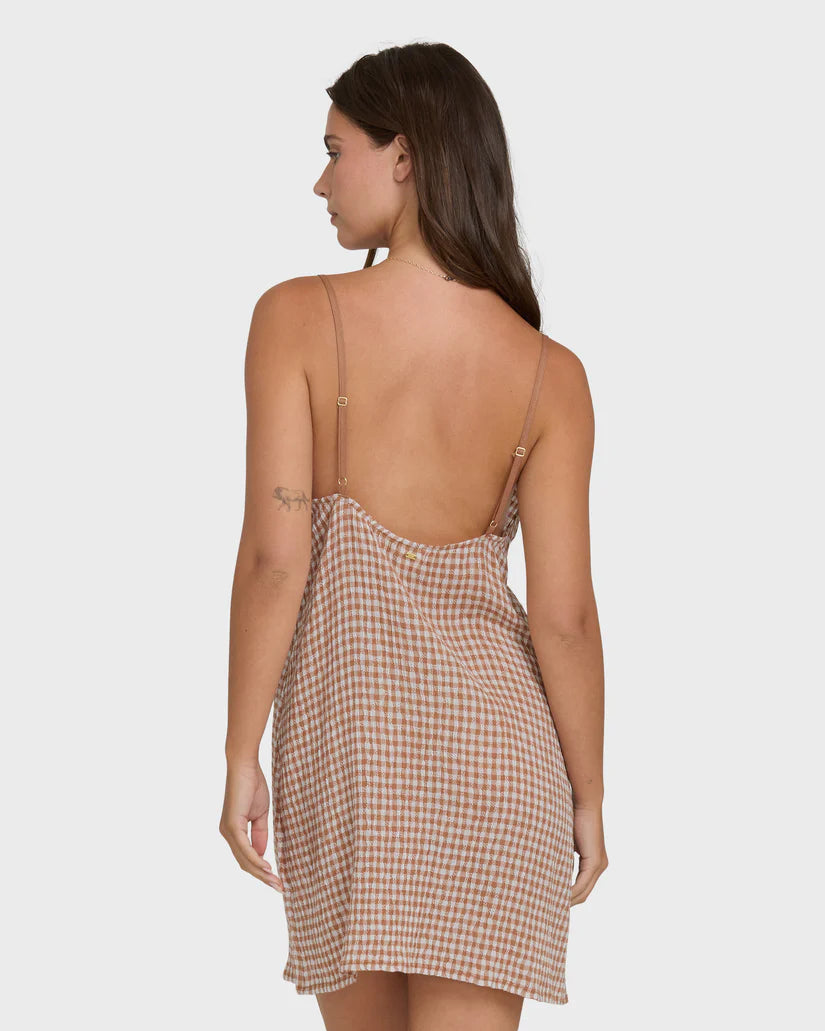 Billabong Women’s Summer Love Check Mini Dress - Sugar Almond 1